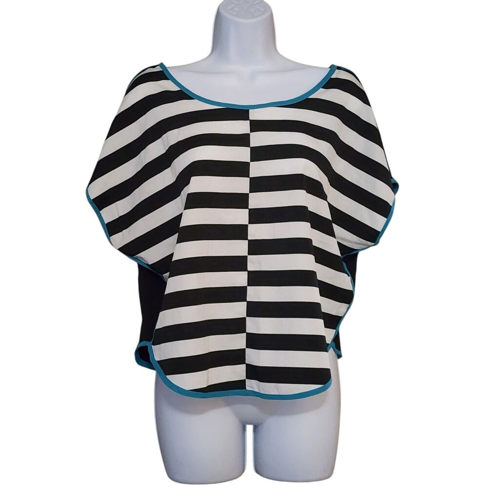 LC Lauren Conrad Striped Tie Neck Blouse Size S/M